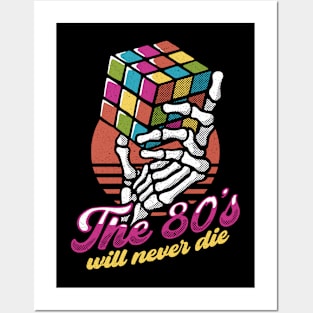 80s Will Never Die Skeleton Cube Vintage by Tobe Fonseca Posters and Art